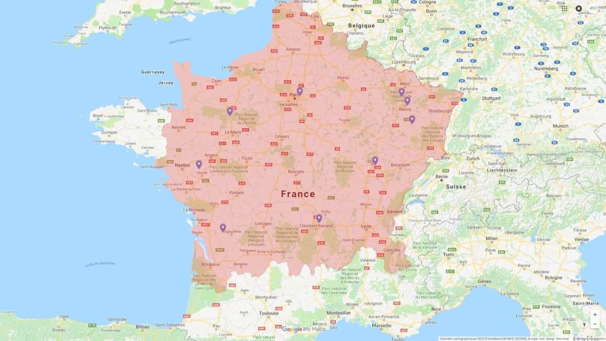 Carte des zones éligibles aux systèmes de chauffage 100% eco-fincancé
